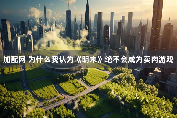 加配网 为什么我认为《明末》绝不会成为卖肉游戏