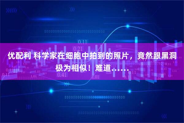 优配利 科学家在细胞中拍到的照片，竟然跟黑洞极为相似！难道……